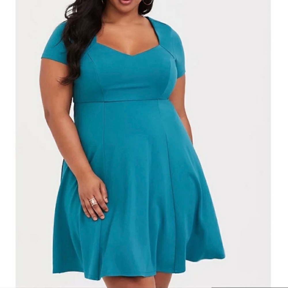 Torrid aqua ponte skater dress, size 0X